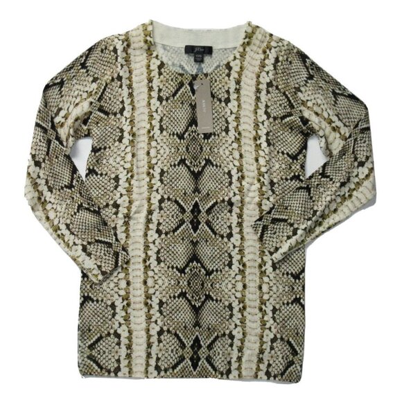 NWT J.Crew Tippi in Caramel Snake Print Merino Wool Knit Sweater XXS 2XS - Picture 2 of 2